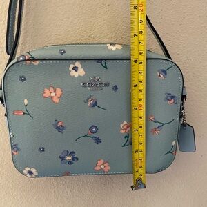 Coach Blue and Pink Crossbody Bag with Floral Design